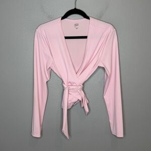 KORTNI JEANE wrap top rashguard in baby pink size L
